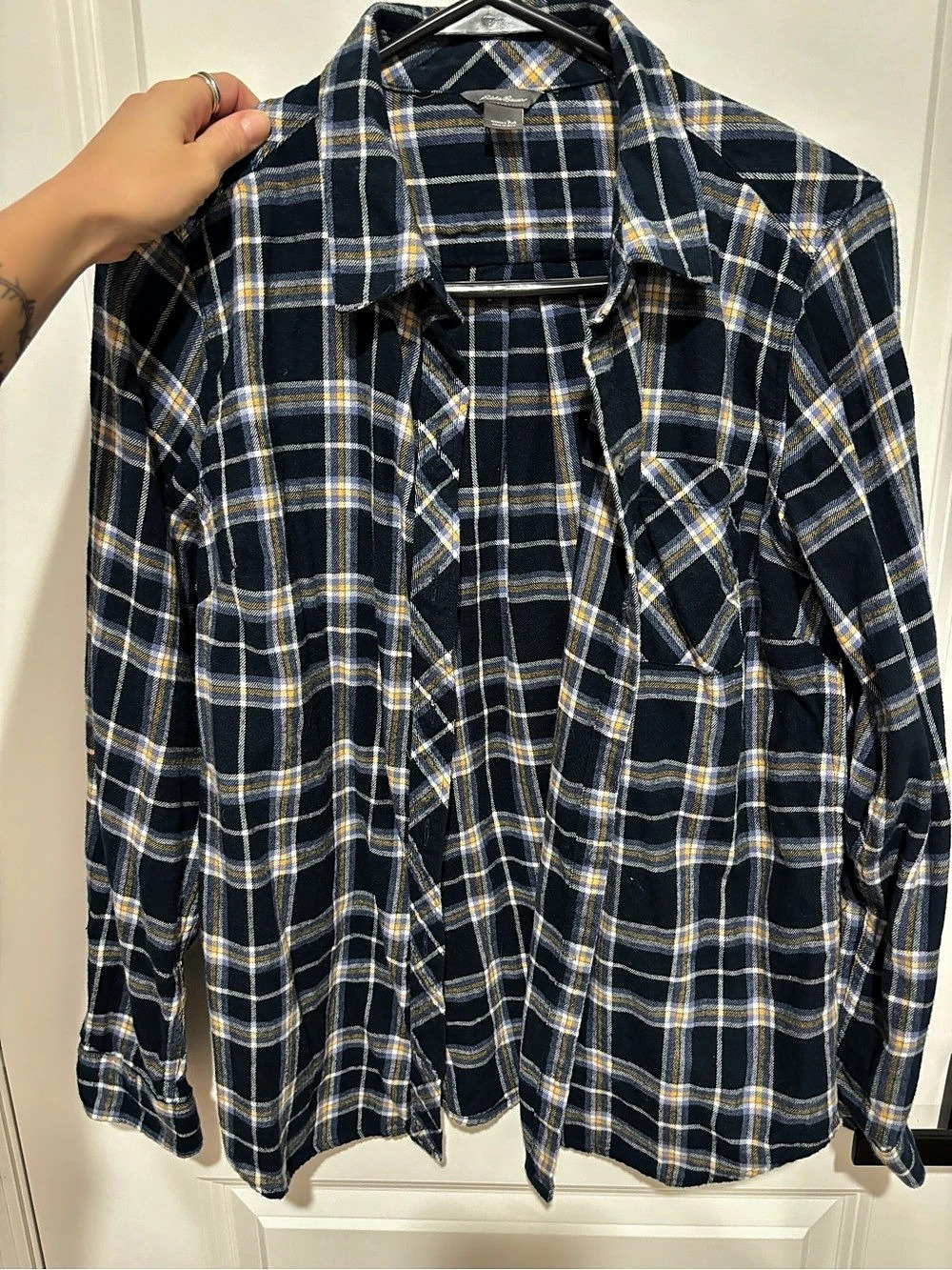 Eddie Bauer Plaid Button Down Cotton Shirt Size Medium